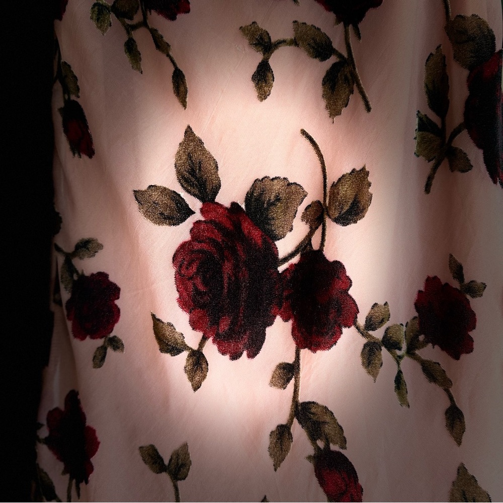 Mauve and Red Floral Burnout Mini Slip Dress | Small - Picture 5 of 13